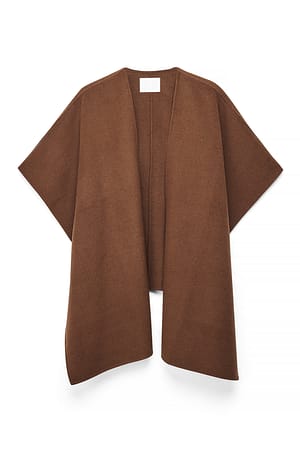 Brown Oversized Wool Blend Cape
