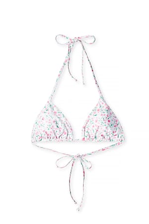 Small Pink Flowers Padded Triangle Bikini Top