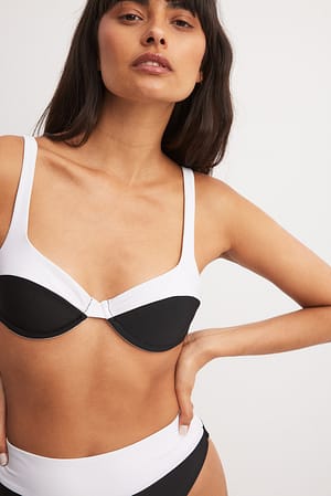 Black/White Panel Bikini Bra