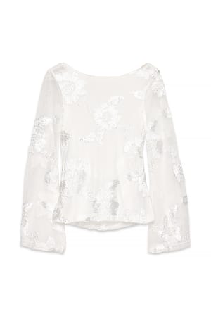Offwhite langärmeliges Oberteil mit Muster