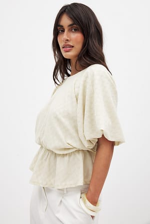 Offwhite Peplum gedrapeerde top