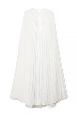 White Maxikleid mit Plissee-Cape-Detail