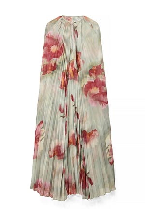 Abstract Floral Maxikleid mit Plissee-Cape-Detail
