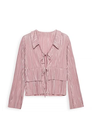 Pink Pleated Collar Top