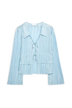 Blue Pleated Collar Top