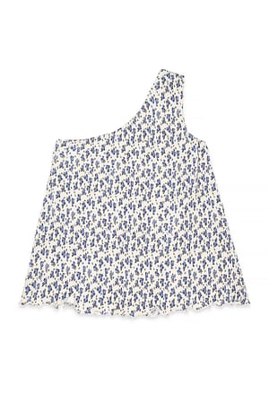 Flower Print Plisseret top med én skulder