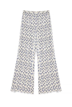 Flower Print Pleated Trousers