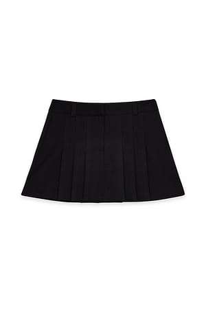 Black Plisseret mininederdel