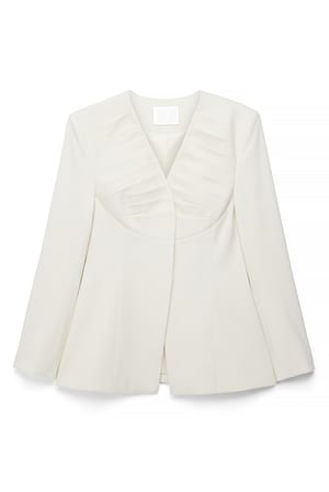 White Figursydd blazer med plissert hals