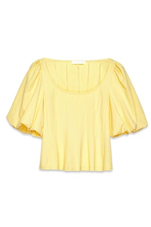 Yellow plissiertes Oberteil mit Puffärmeln