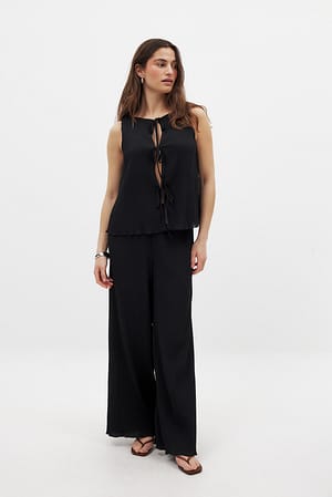 Black Plissé broek