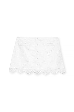 White Anglaise-Minirock mit Taschendetail
