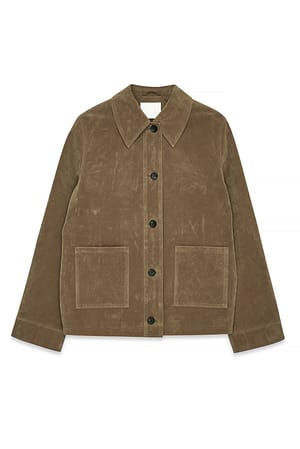Beige Pocket Detail Faux Suede Jacket