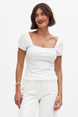 Offwhite Pointelle Top