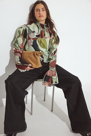 Mint Print Blouse met print