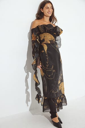 Black Print Robe à imprimé