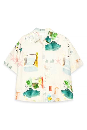 Print Printed Linen Blend Shirt