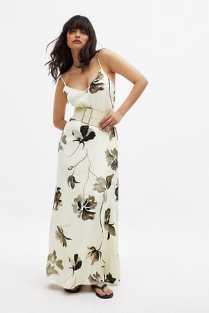 OffWhite Print Maxi-slipkjole i satin med print