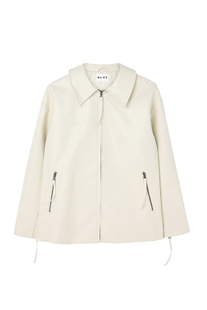Offwhite Zip Detail Shiny Pu Jacket