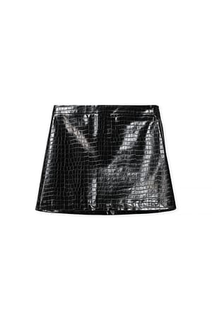 Black Mininederdel i PU