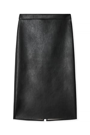 Black PU halfhoge midirok
