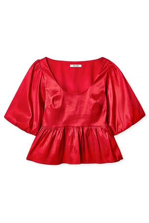 Red Bluse mit Puffärmeln