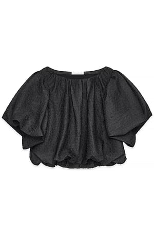 Black Bred bluse med puffermer