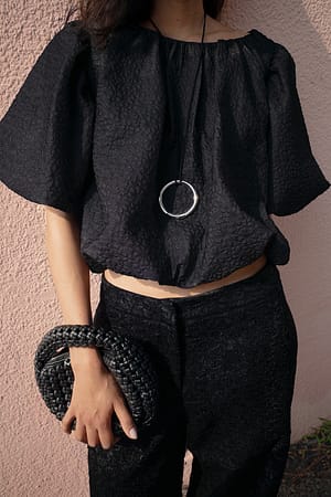 Black Ruime blouse met pofmouwen