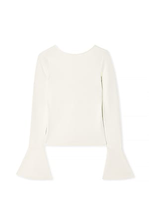 Beige Punto Flounce Sleeve Top