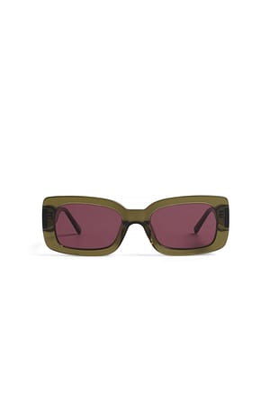 Green Rectangular Acetate Sunglasses