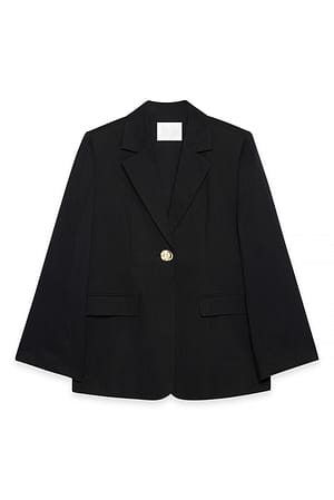 Black Regular blazer met wijde mouwen