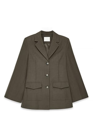 Beige Vanlig blazer med lappelomme