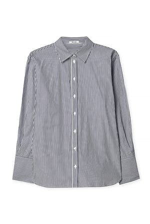 Navy Stripe Relaxed Cotton Shirt