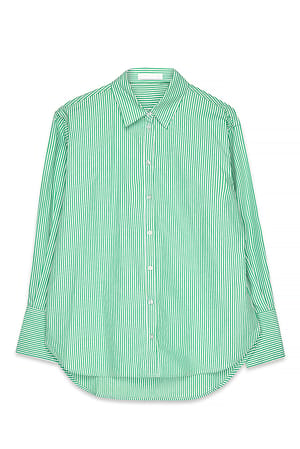 Green Stripe Lässiges Baumwollhemd
