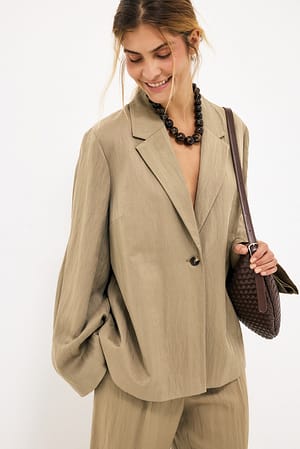 Taupe Blazer décontracté en tencel mélangé