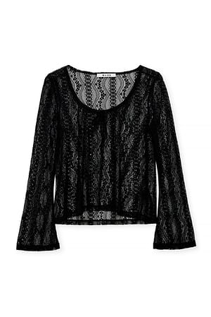 Black Wide Sleeve Lace Top