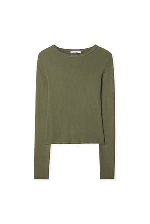 Khaki Top de punto acanalado