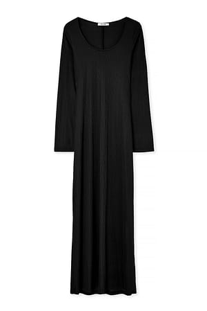 Black Ribbed Maxi Dress
