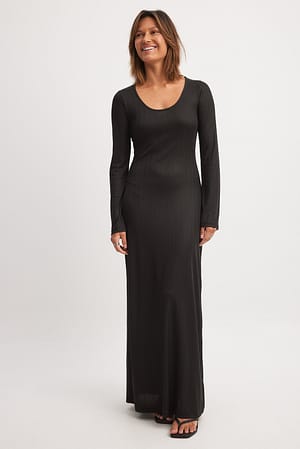 Black Maxi robe côtelée