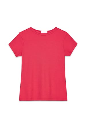 Red Ribbed Short Sleeve T-shirt