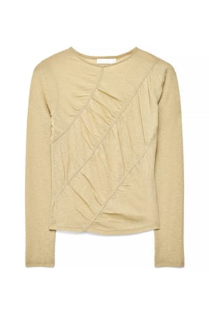 Cream Rouched Long Sleeve Jersey Top
