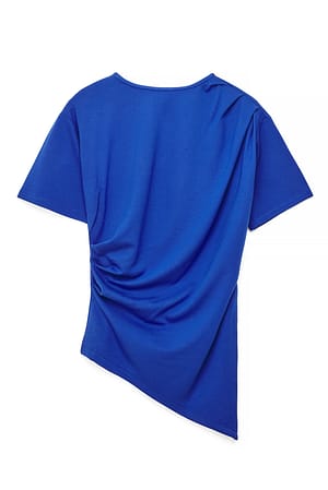 Blue T-Shirt mit Rüschen an der Taille