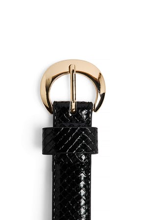 Black Ceinture effet serpent à boucle ronde
