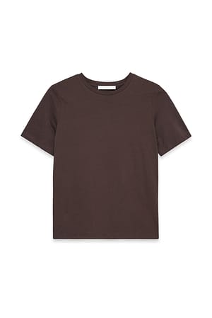 Dark Brown Round Neck Cotton T-Shirt