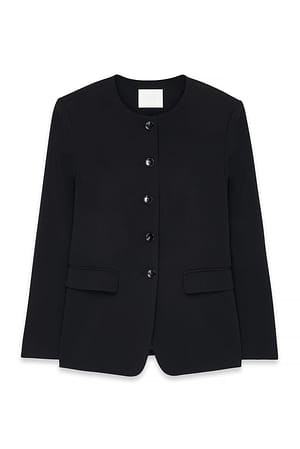 Black Tettsittende blazer med rund hals