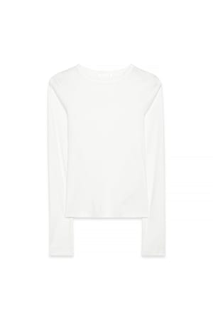 Offwhite Round Neck Rib Long Sleeve Top