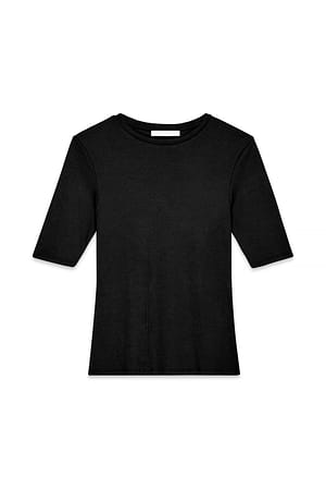 Black Ribtop med rund hals