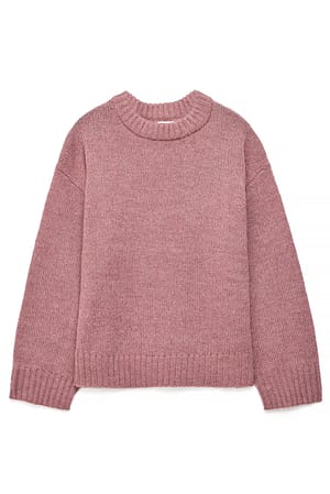 Dusty Dark Pink Strickpullover aus Wollmischung mit Rundhalsausschnitt