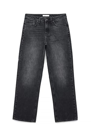 Dark Grey Route Mid Waist Straight Jeans