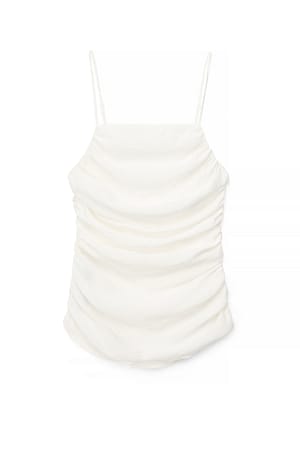 White Singlet med rynkede detaljer